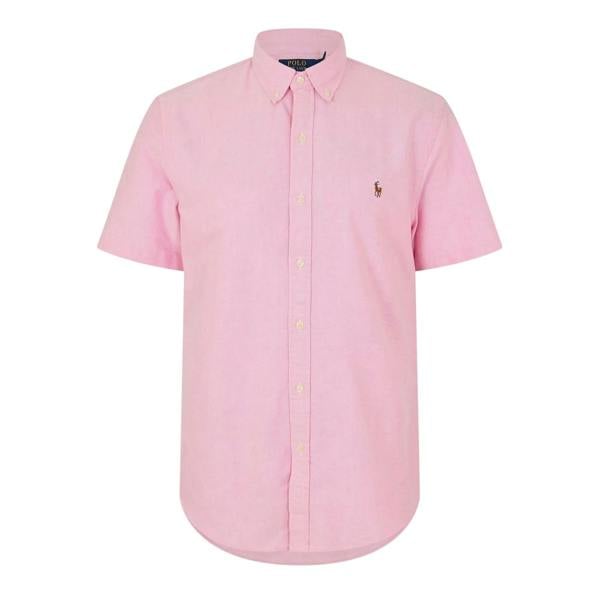Ralph Lauren Mens Logo Oxford Short-Sleeved Shirt - New Pink - 