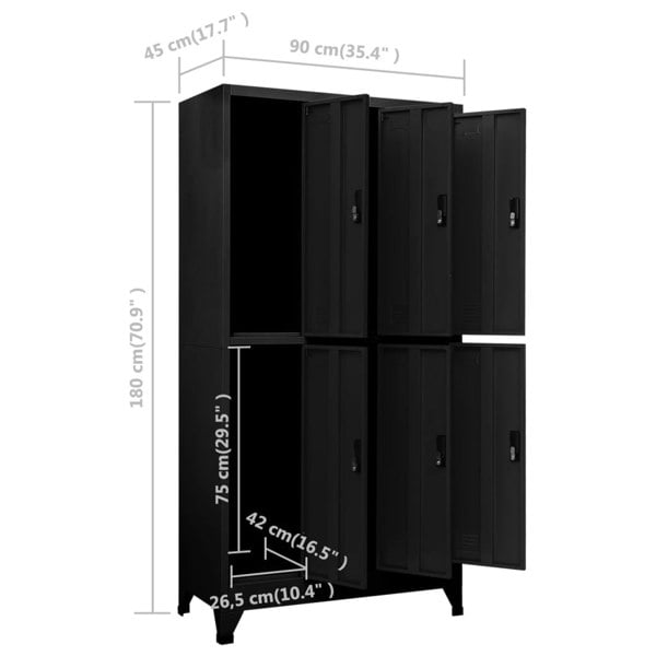 Berkfield Locker Cabinet Black 90x45x180 cm Steel