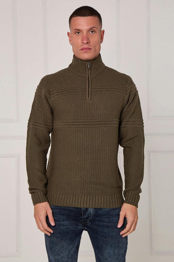 Elaina Fashion Men’s Textured Half Zip Jumper