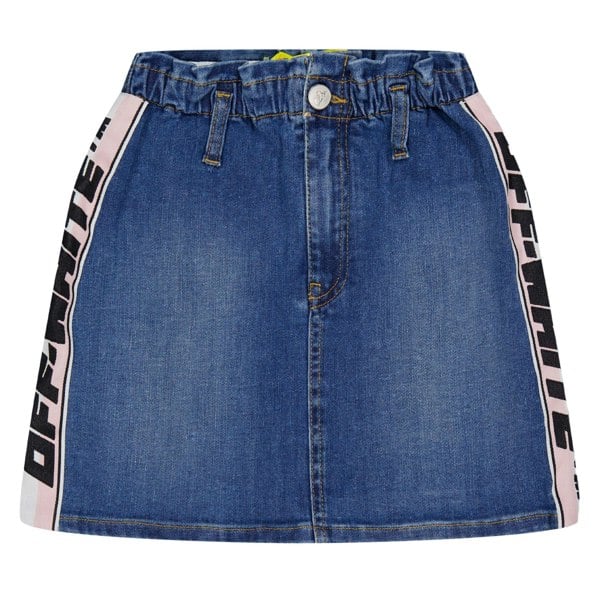 Off White Girls Band Logo Mini Skirt - Light Blue
