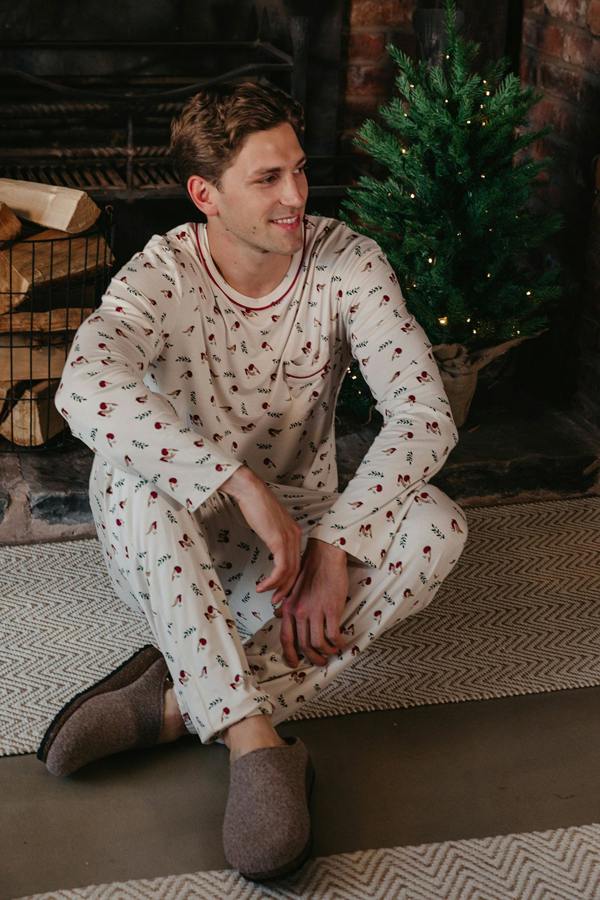 Pretty You London Mister You Bamboo Novelty Pyjama Set in Robin Print