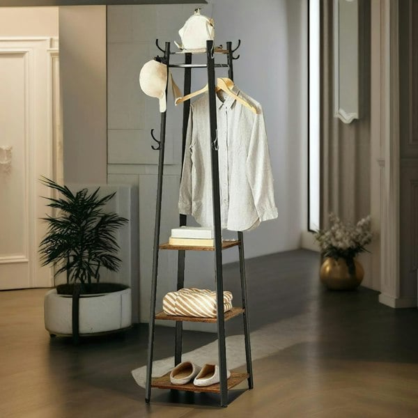 Rafaelo Mobilia Industrial Coat Stand With 2 Shelves