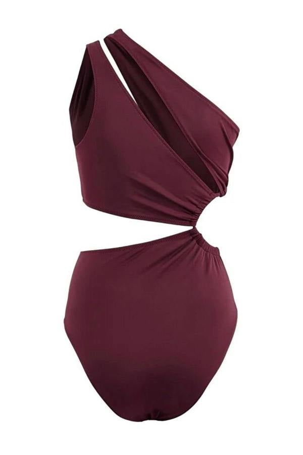 WOVCOR Tunnel-Style One-Shoulder Covered Regular Swimsuit