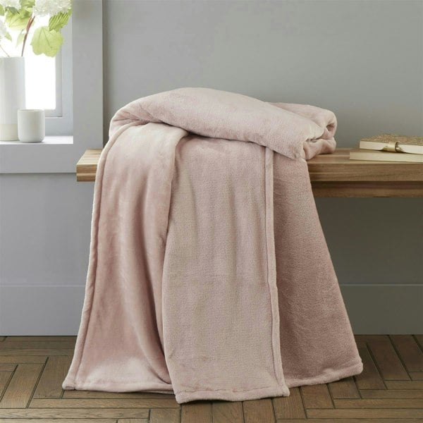 Catherine Lansfield Velvet Raschel 200x240cm Throw Blush
