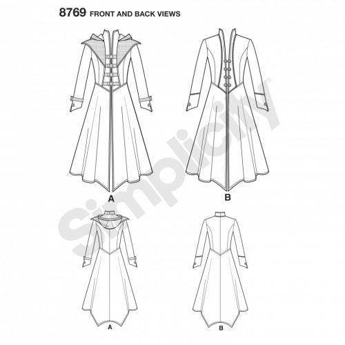 Simplicity Sewing Pattern 8769, Costumes, Coats for Women, H5 (6-8-10-12-14) - Intermediate