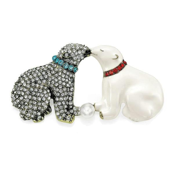 Pia Polar Bear Brooch, Crystal & Faux Pearl Gold-Tone Pin