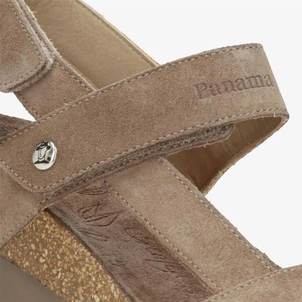 Panama Jack Women's Wedge Stone Grey Suede Leather Sandals - Selma B18