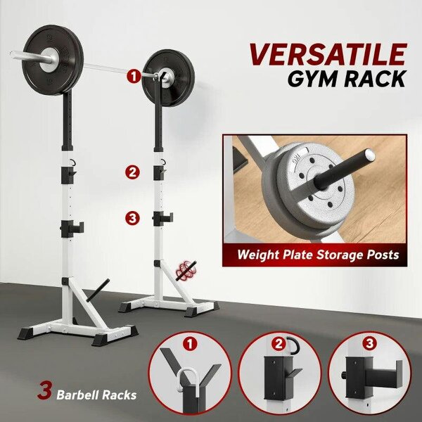 Weights Bar Barbell Rack Squat Stand Adjustable Portable Weight Lifting Max Load 200kg, Suitable For Home Gym Training Work Out