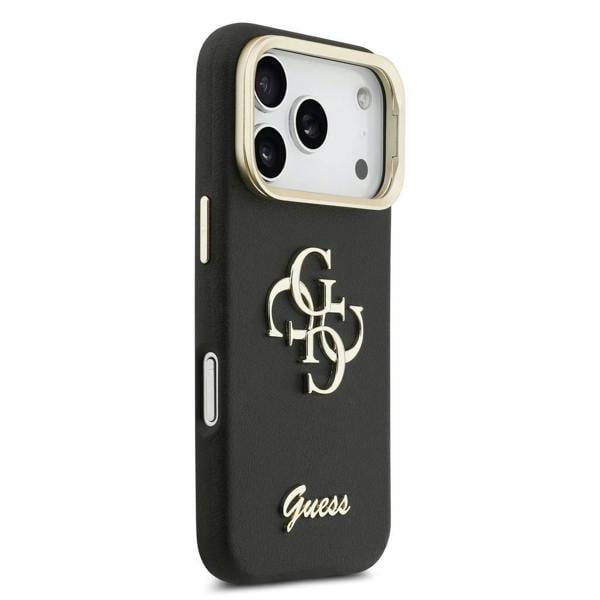 Guess PU Grained 4G Logo Stand Camera Frame Case for iPhone 17 Pro 6.3" Black - GUHCP17LPCS4GSK