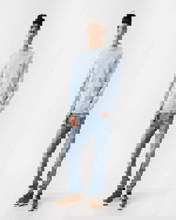 GANT Mens Classic Cotton Crew Neck Jumper - 457 Fresh Blue - CHO - Designer Mens Jumpers