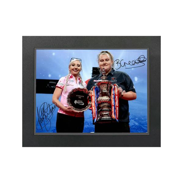 Fallon Sherrock & Beau Greaves Signed 16x12 Image Deluxe Mount