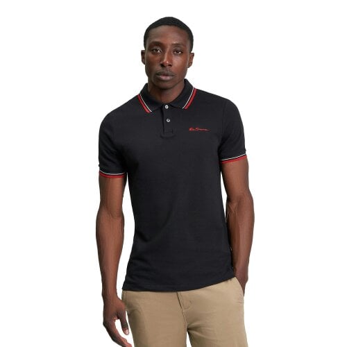 Ben Sherman Mens Signature Pique Polo Shirt - Black