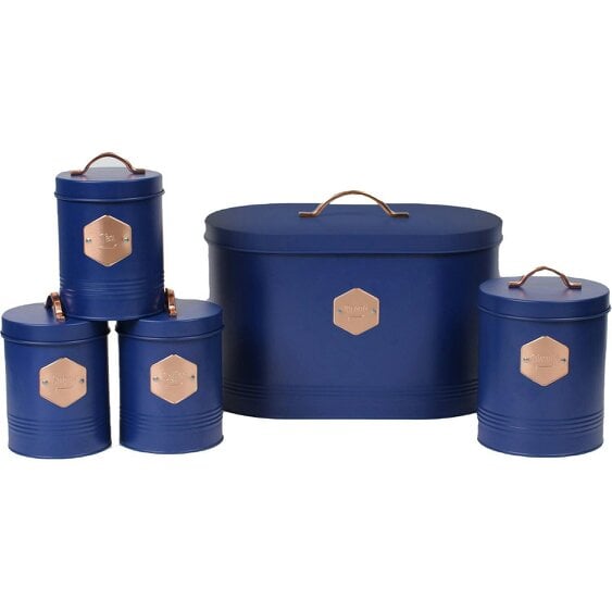 Neo Retro Inspired Matt & Copper 5 Piece Kitchen Canister Set Navy