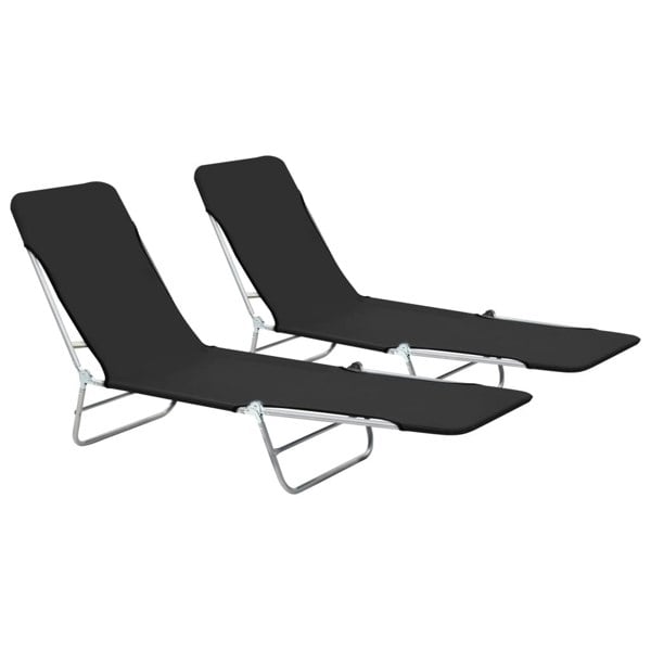 Berkfield Folding Sun Loungers 2 pcs Steel and Fabric Black