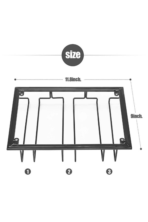 Living and Home Creative 3 Slots Wine Glass Rack Under Cabinet Stemware Holder Glasses Storage Hanger for Bar