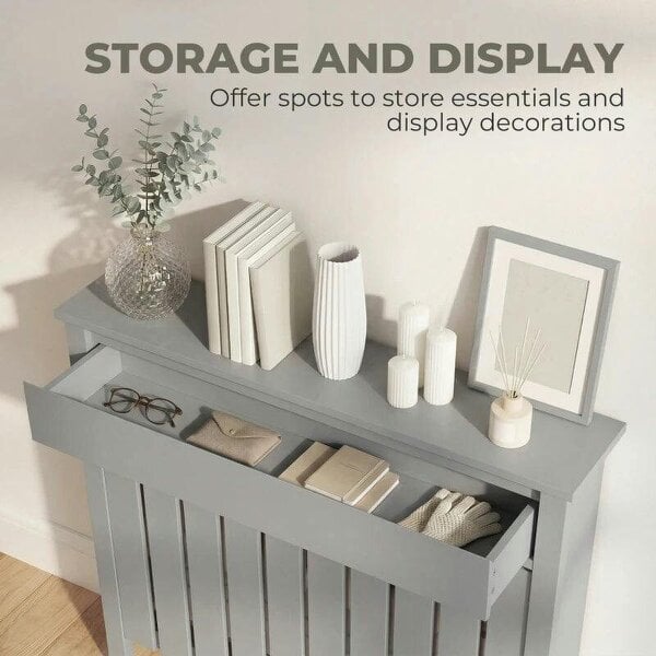 Bobobiy 93 x 88.5cm Rustic-Look Radiator Cover - Grey