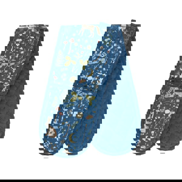 Catherine Lansfield Enchanted Twilight Animals Cotton Kitchen Double Oven Glove Navy Blue