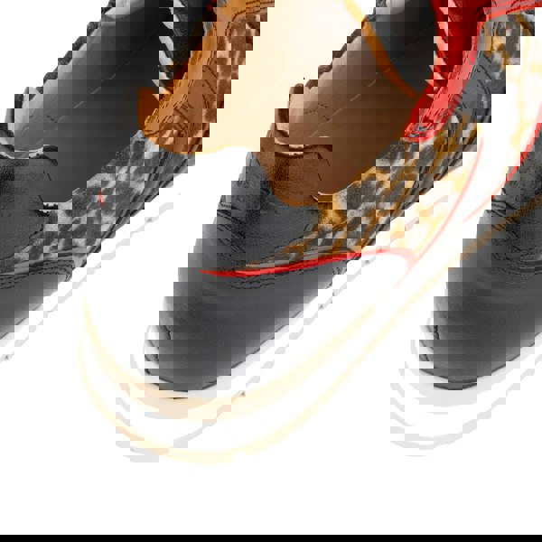 Embassy London Savana - Leopard & Red - Women's athletic trainer with leopard print and black leather