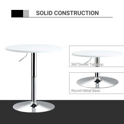 Wyld Haus Rocolo Metal And Wooden White Adjustable H8 Round Bar Table With Swivel Top