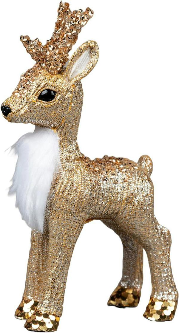 22cm Gold Reindeer Christmas Figurine for Festive Home Display and Seasonal Decorating image 1