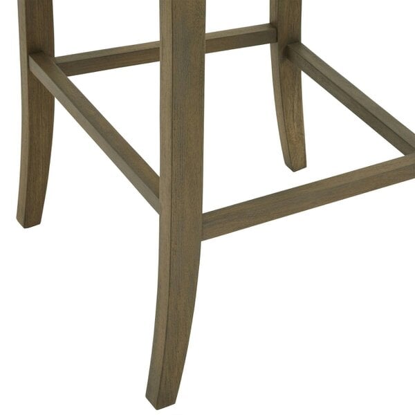Wyld Haus Perugia Modern Upholstered Bar Stool with Rustic Wooden Legs