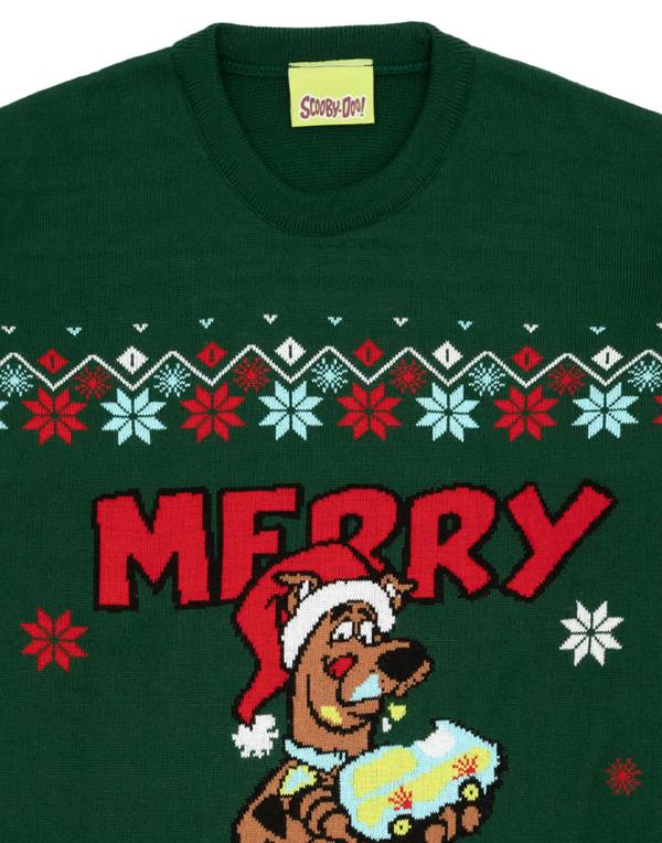 Scooby Doo Mens Green Character Christmas Jumper