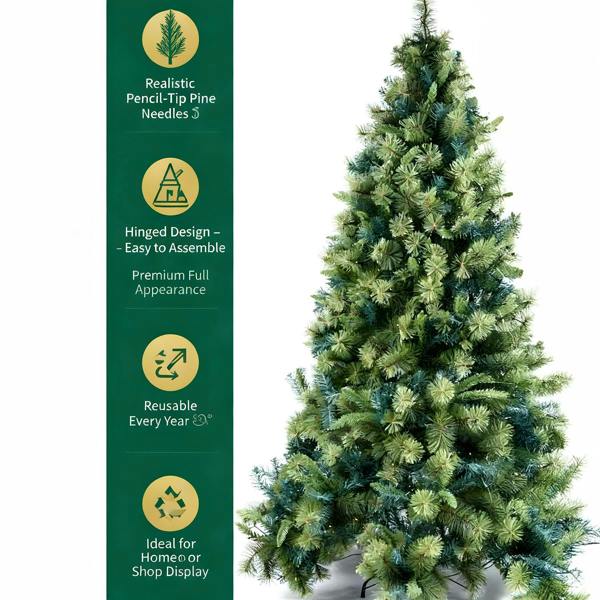 5ft to 8ft Kentucky Pine Artificial Christmas Tree Range with Hinged Branches and Metal Stand image 9
