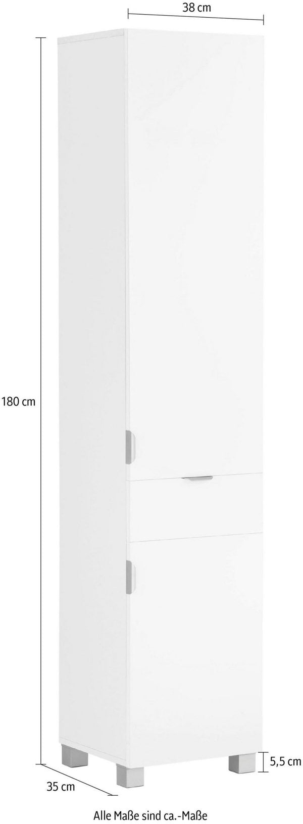 Dorel Home Atlas High Cabinet 1+1Door 1Drawer - White