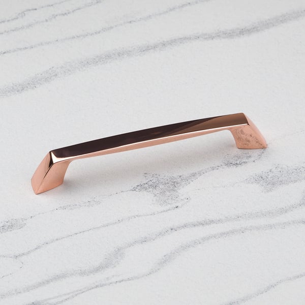 Handle & Home Rose Gold Copper Coordinating Tapered Handle, Cup Handle, and Coordinating Knob
