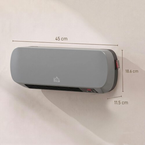 HOMCOM Wall Mounted 2000W Ceramic Heater with 3 Heat Settings, Grey