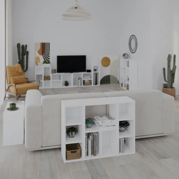 Decortie Modern Combayn Big Low Standing Book Shelf, 3 Open Storage Horizontal or Vertical Compact Bookshelf Bedroom
