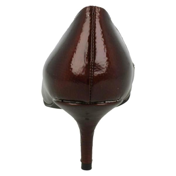 Anne Michelle Ladies Anne Michelle Kitten Heel Crinkle Patent Court Shoes
