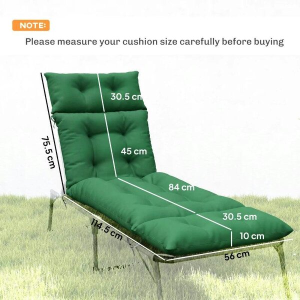 Set of Two 190 x 56cm Sun Lounger Cushions - Green
