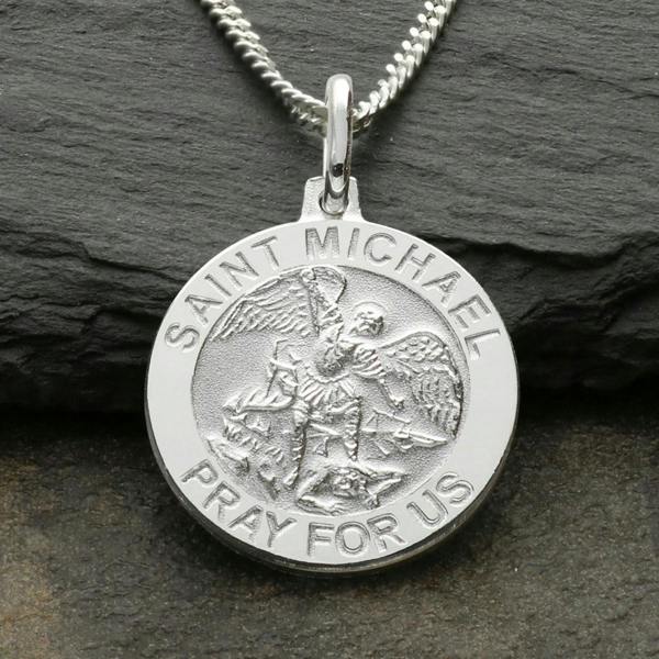 Christopher James of London Sterling Silver St Michael Medal With Optional Engraving and Chain