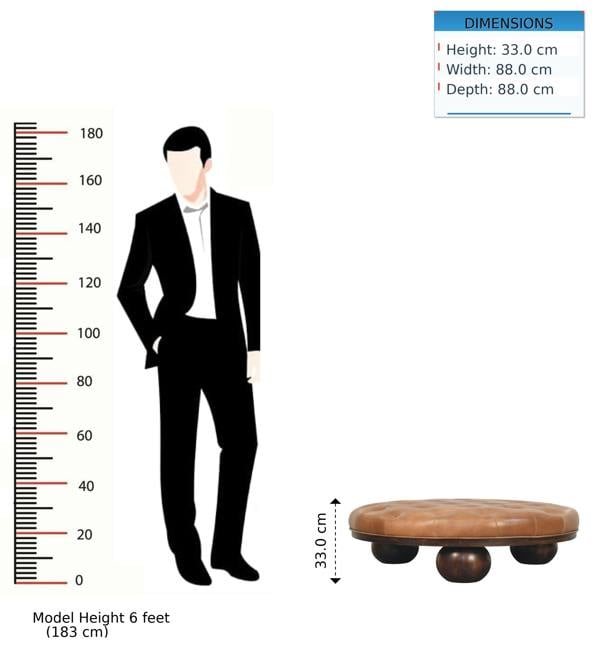 Artisan Furniture Solid mango wood Sfera Coffee Table,leather tufted top