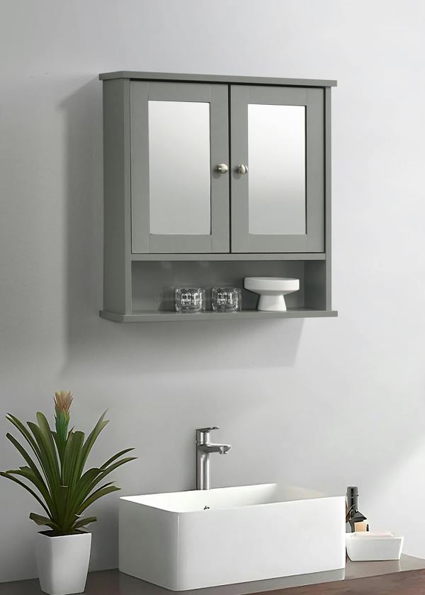 Timber Art Design Modern Mirrored Bathroom Wall Cabinet – Storage Unit