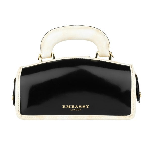 Embassy London Gazelle Mini - Black & Cream - Mini structured bag in colourful genuine leather and key