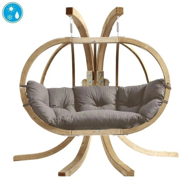Amazonas Globo Royal Double Hanging Egg Chair & Stand Set - Taupe