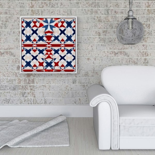 Warren Reed American Flag Abstract Pattern Framed Canvas