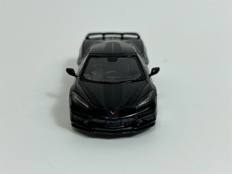 Mini GT Chevrolet Corvette Stingray Black With Midnight Grey Stripe RHD 1:64 Scale MGT00153R