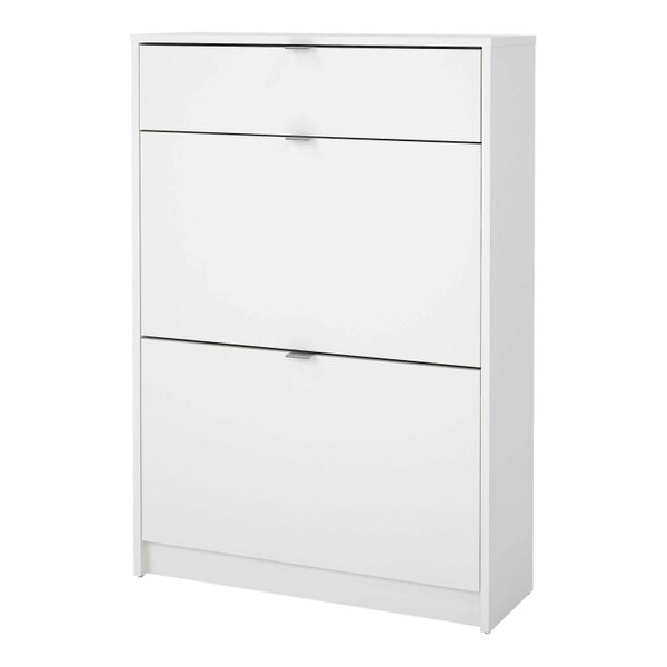 Wyld Haus Prague White Shoe Cabinet 2 Flip Down Doors 1 Drawer