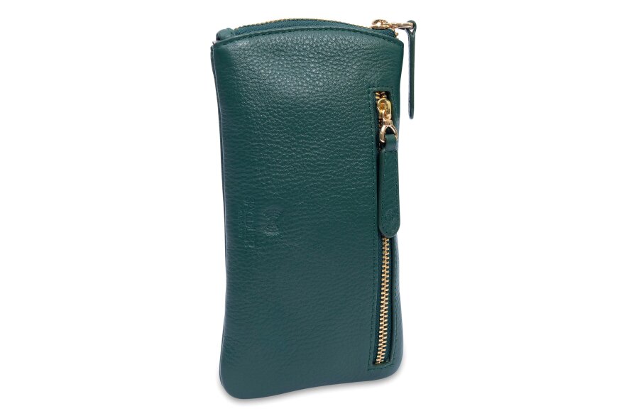 SADDLER "Mabel" Zip Top Real Leather Glasses Case with Card Holder (Gift Boxed)