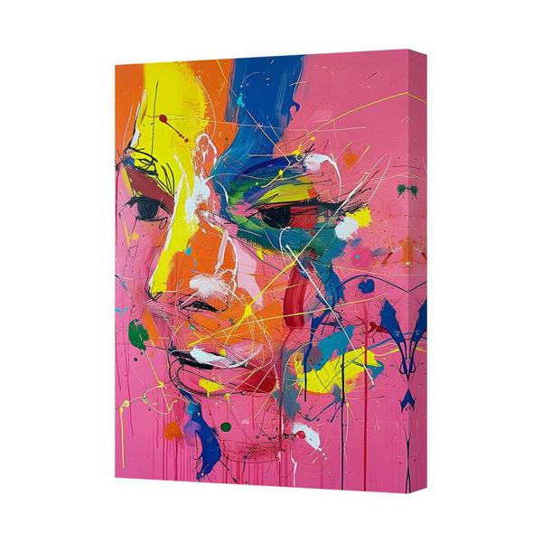Benjamin Tate Design Pink Abstract Face Canvas Art Print With Gallery Wrapped Frame