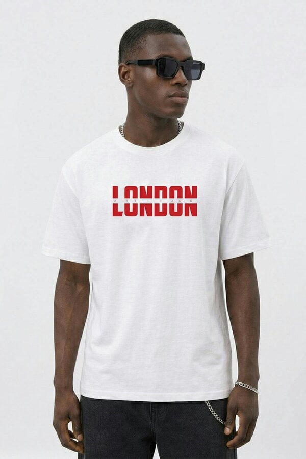 London Attitude Essential Split Red Graphic Premium Organic Cotton T-Shirt