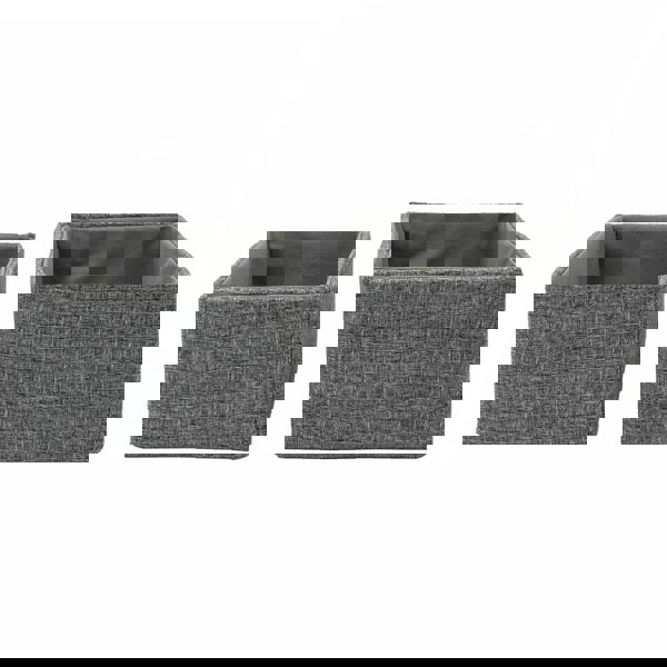 JVL Chroma Rectangular Fabric Storage Baskets for Home Organisation, Set of 2, Grey