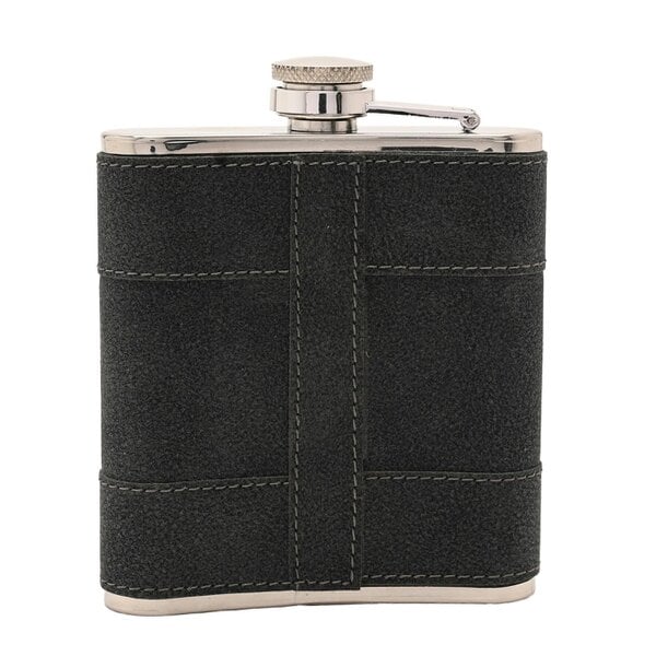 Harvey Makin Black PU Wrapped Stainless Steel Flask Set with Funnel