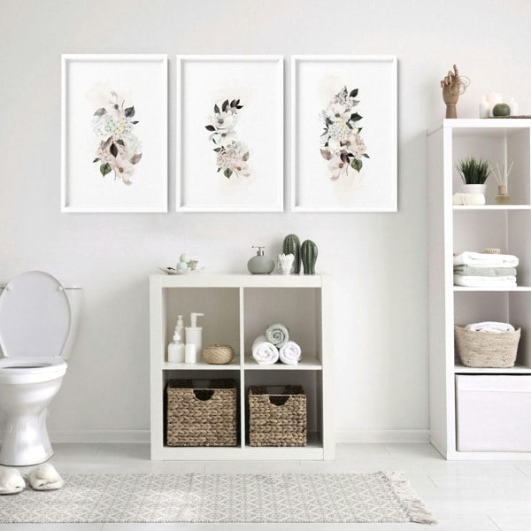 Bathroom prints framed | set of 3 wall art prints