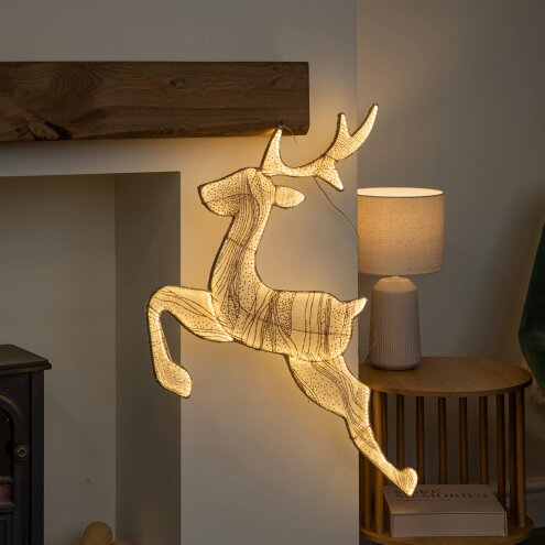 Samuel Alexander 71cm Light up Gold Aura Leaping Christmas Reindeer with LEDs