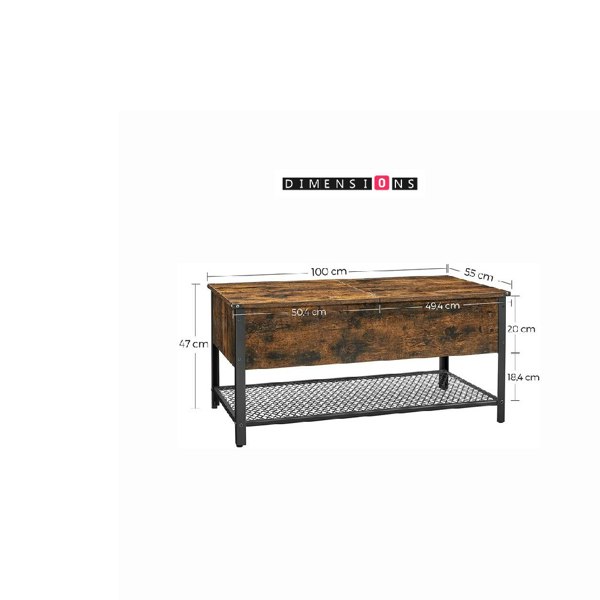 Modcraft Industrial Coffee Table with Storage Compartment