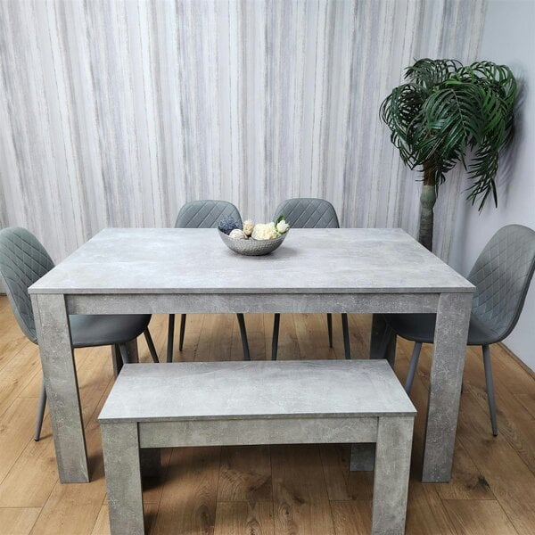 Kosy Koala Wooden Rectangle Dining Table Sets with Set of 4 Chairs, a Bench, Grey